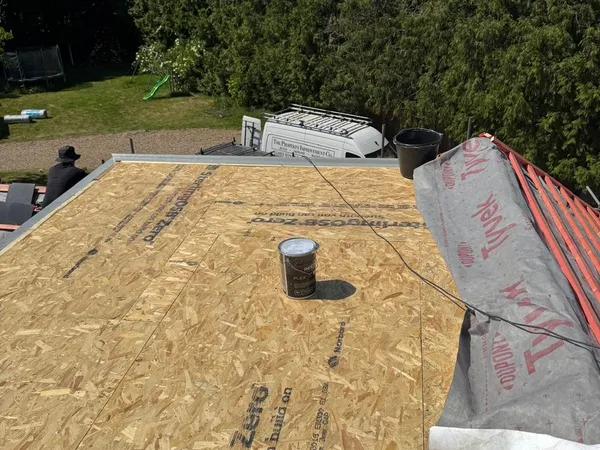 New flat roof deck being prepared