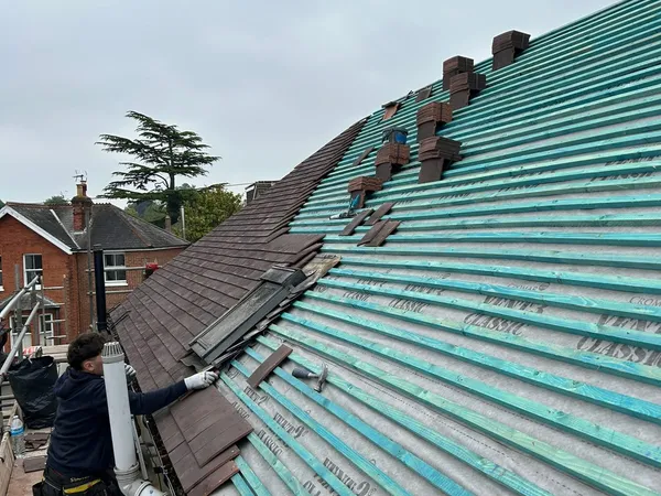 Battens and membrane ready for new tiles