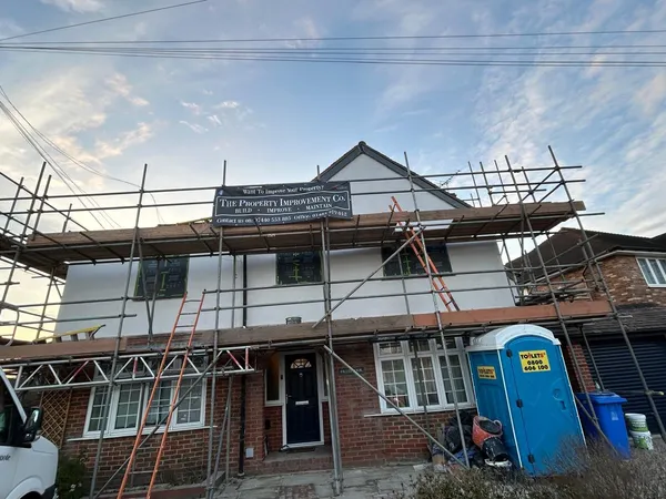 Scaffold up for a full reroof